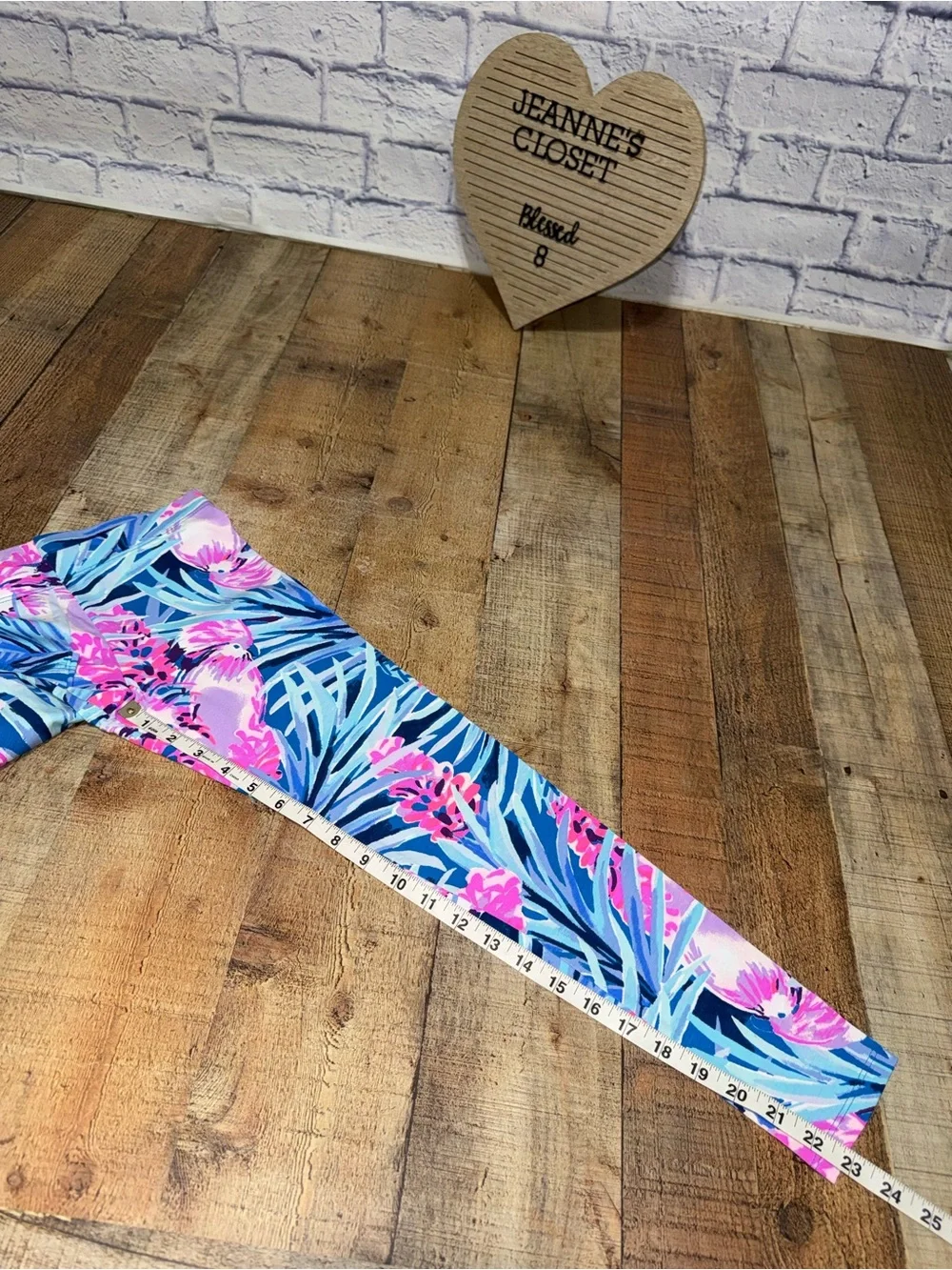 Lilly Pulitzer Girls Bundle L 8-10 Blue Peplum Top & Tropical Floral Leggings